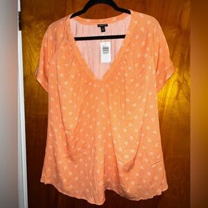 Torrid Washable Crinkle‎ Gauze Short Sleeve Orange blouse 2 or 2X new